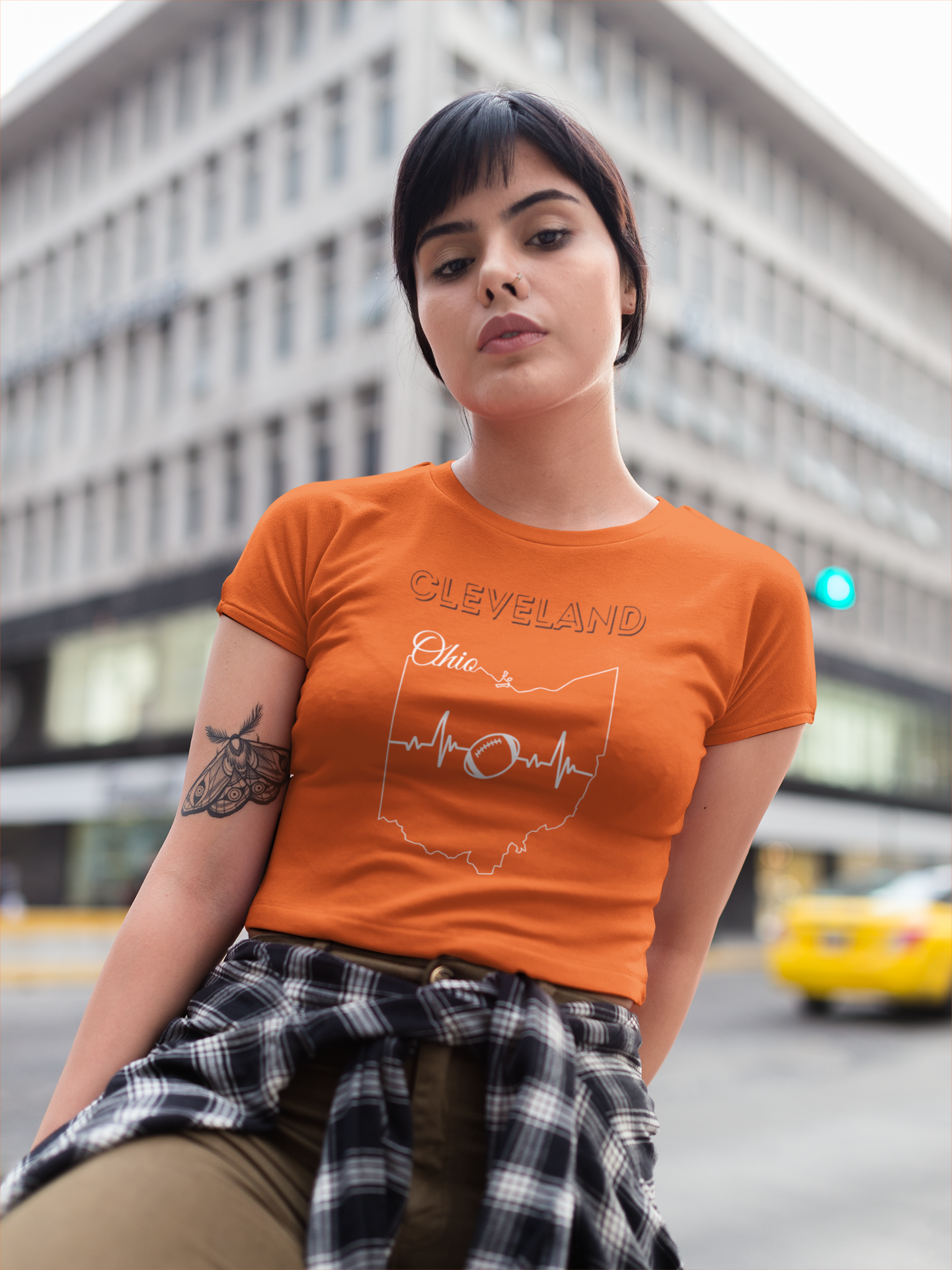 Cleveland Brownie Ohio, City Stripe Brown Football Unisex Tee