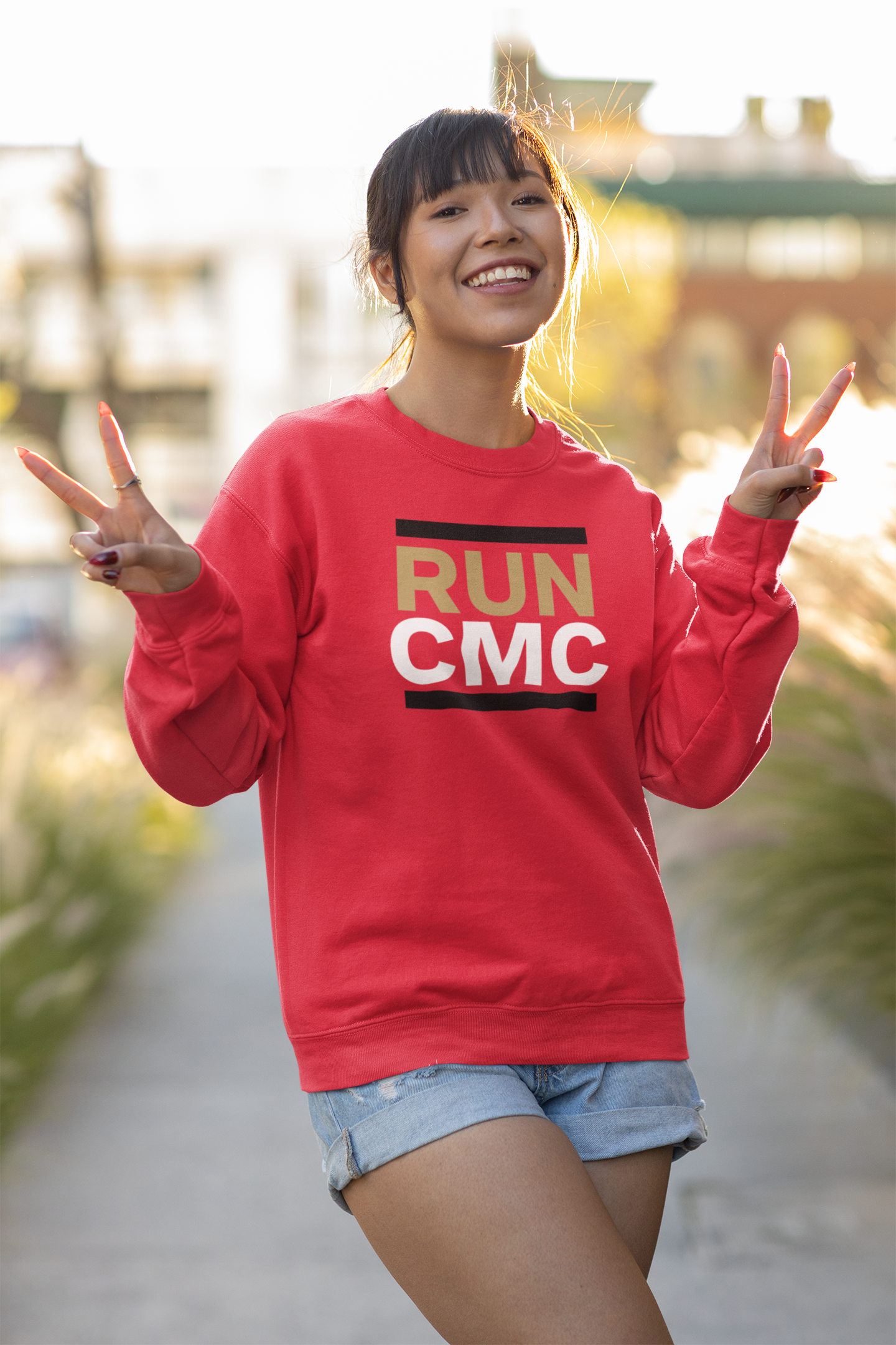 Run CMC 49ers Women's Long Sleeve Shirt 49ers Gifts for Her - Happy Place  for Music Lovers