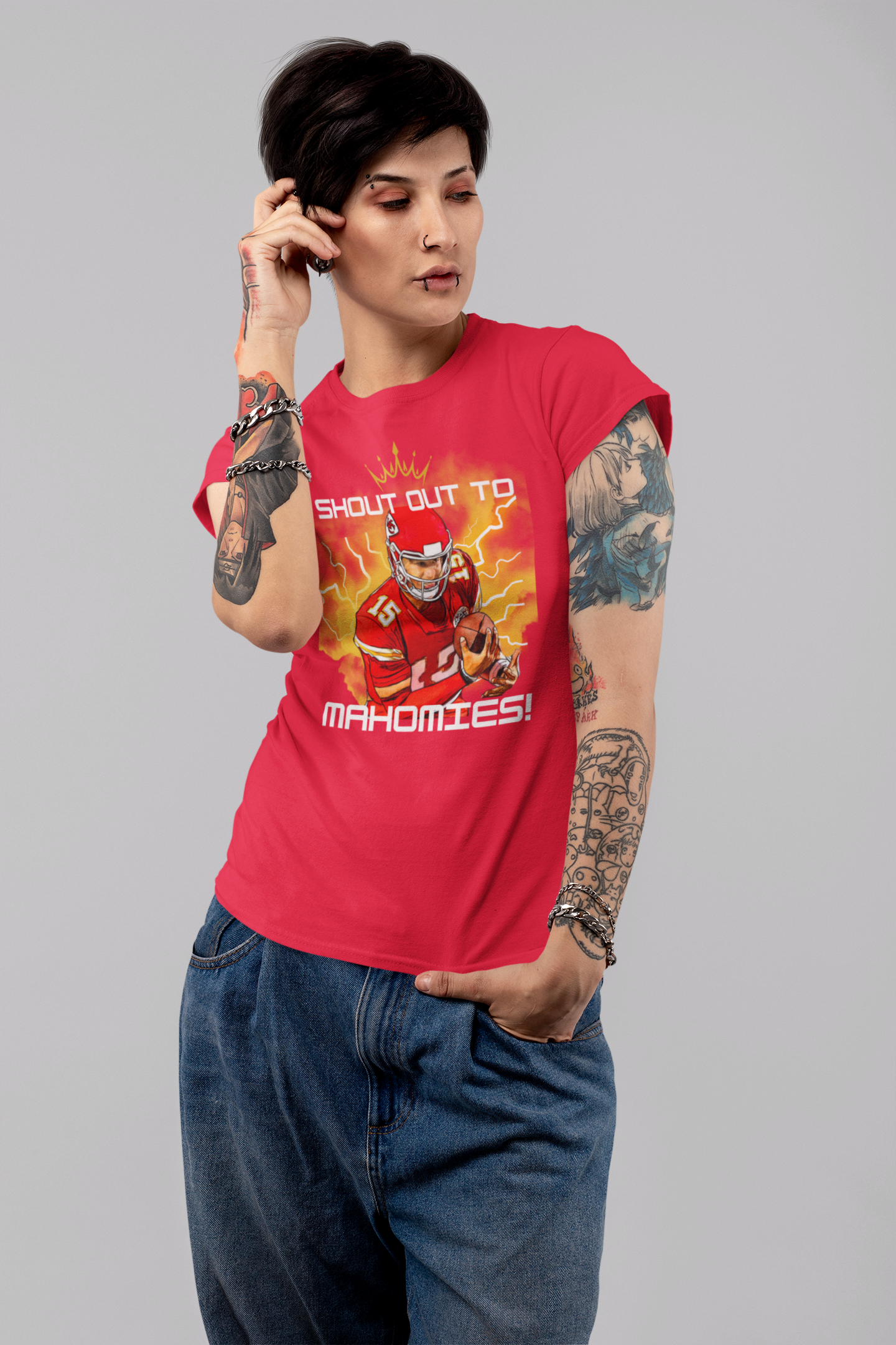 Mahomes Pat Shout Out, Kingdom Kansas City Arrow, Chief Pat Mahomes Tee