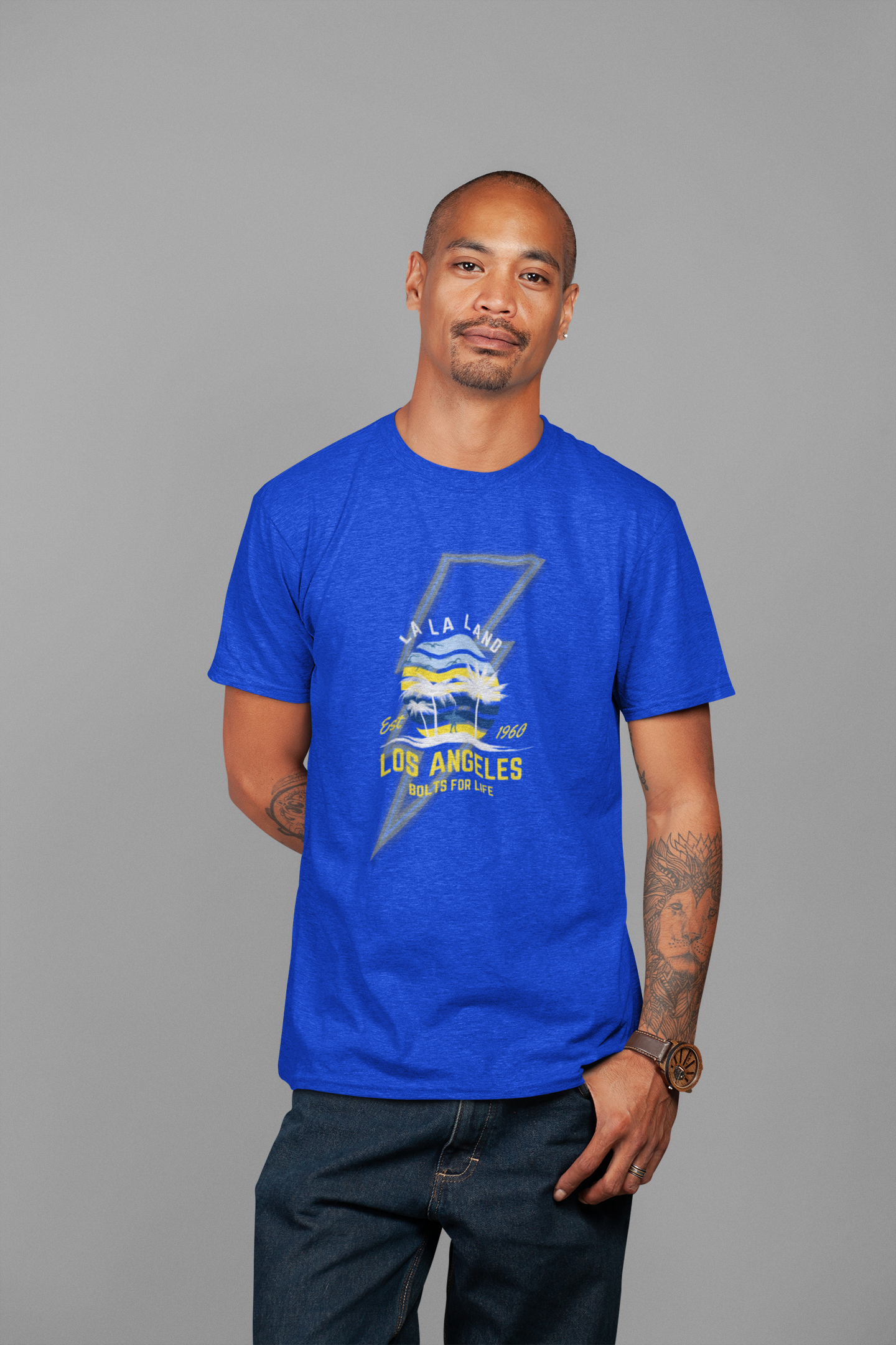 La La Land Quarterback, Los Angeles Football, Charger Bolt Tee